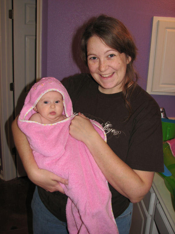 Janette and Mommy After Bathtime, 1/18/12